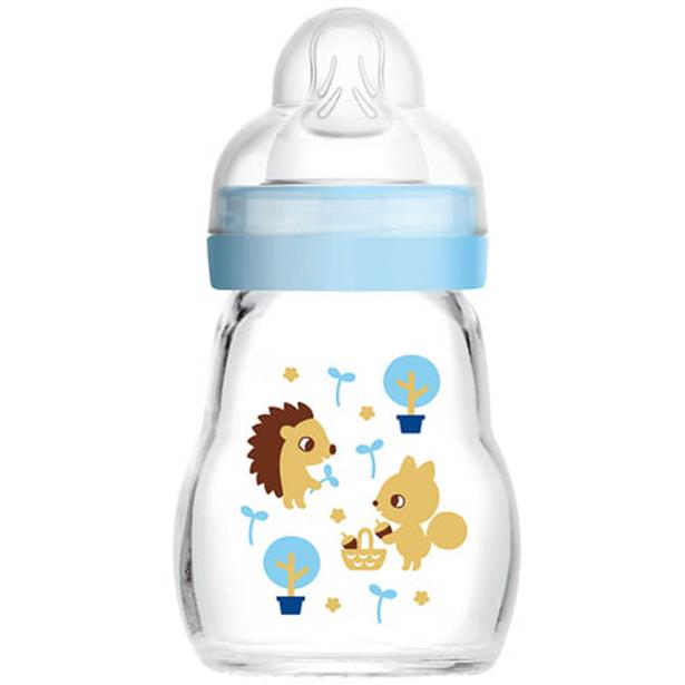 Mam Glass Baby Bottle Feel Good 0m+ Blue 170ml (370S)