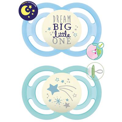 Mam Perfect Night Silicone Pacifier 6-16M Blue, 2pcs (226S)