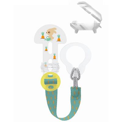 Mam Clip It & Cover Pacifier Support Ribbon & Nipple Protective Cap Green (335)
