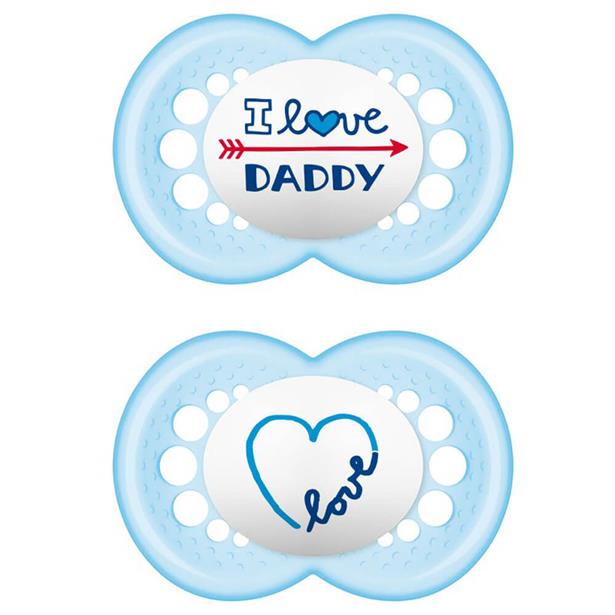 Mam I Love Mummy & Daddy Silicone Pacifier 6-16M Blue, 2pcs (170S)