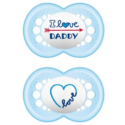 Mam I Love Mummy & Daddy Silicone Pacifier 6-16M Blue, 2pcs (170S)