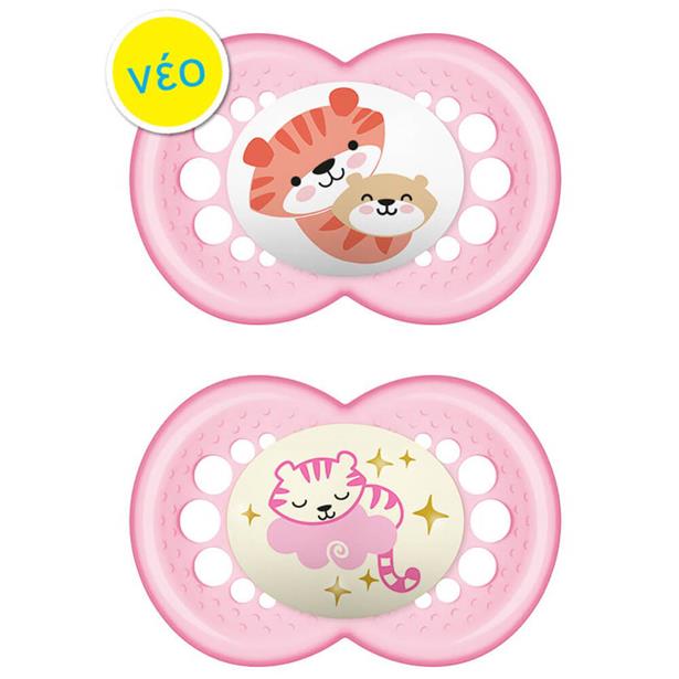 Mam Day & Night Silicone Pacifier 16+M Pink, 2pcs (274S)