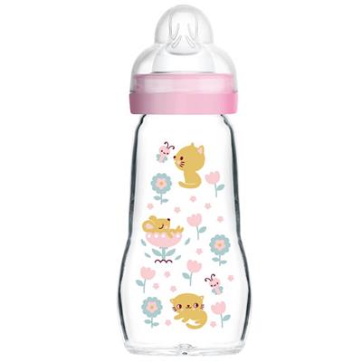 Mam Glass Baby Bottle Feel Good 2m+ Pink 260ml (375S)