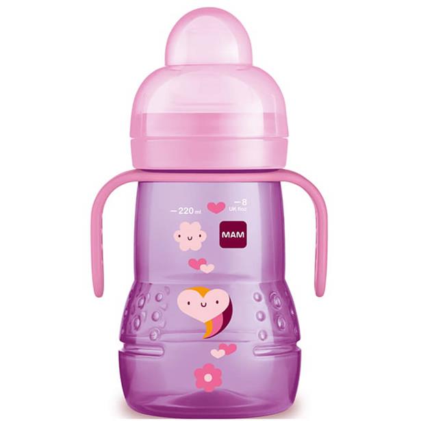 Mam Μπιμπερό Μετάβασης σε Ποτηράκι Trainer 4m+ Pink 220ml (450)