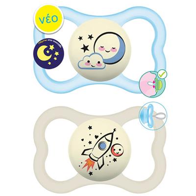 Mam Supreme NIght Silicone Pacifier 6-16M Blue/White, 2pcs (248S)