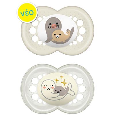 Mam Day & Night Silicone Pacifier 6-16M Cream, 2pcs (174S)