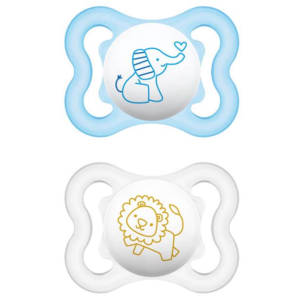 Mam Air Silicone Pacifier 2-6M Blue/White, 2pcs (120S)