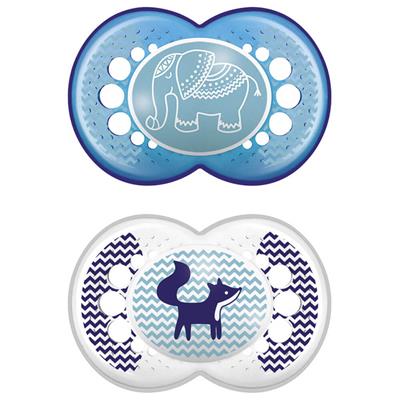 Mam Clear Printed Silicone Pacifier 6-16M Blue/White, 2pcs (180S)