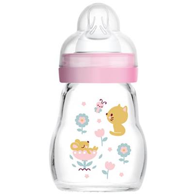 Mam Glass Baby Bottle Feel Good 0m+ Pink 170ml (370S)