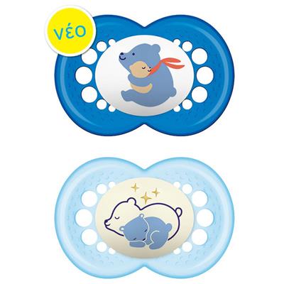 Mam Day & Night Silicone Pacifier 6-16M Blue, 2pcs (174S)