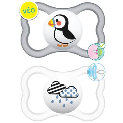 Mam Supreme Silicone Pacifier 6-16M Grey/White, 2pcs (245S)
