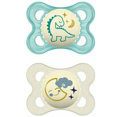 Mam Night Silicone Pacifier 2-6M Blue/White, 2pcs (110S)
