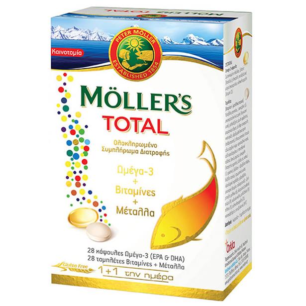 Moller's Total Omega 3 + Vitamins + Minerals 28 caps & 28 tabs