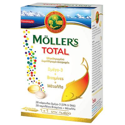 Moller's Total Omega 3 + Vitamins + Minerals 28 caps & 28 tabs