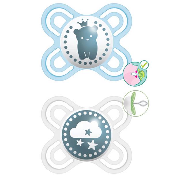 Mam Perfect Start Silicone Pacifier 0-2M Blue/White, 2pcs (081S)