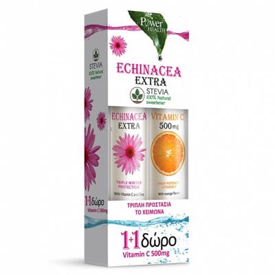 Power Health Echinacea Extra Stevia 24 eff tabs & Free Vitamin C 500 mg 20 eff tabs