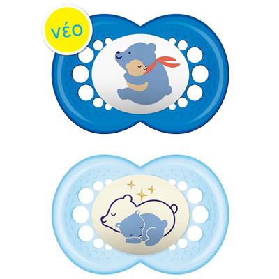 Mam Day & Night Silicone Pacifier 16+M Blue, 2pcs (274S)