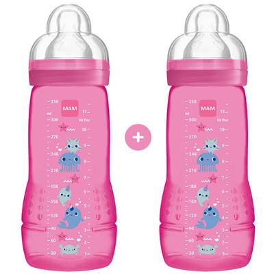 Mam Baby Bottle Easy Active 4m+ Pink 330ml, 2pcs (365S)