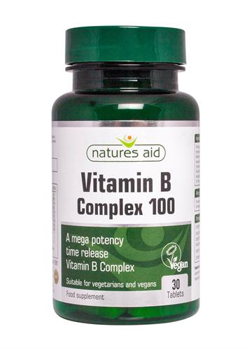 Natures Aid Vit B Complex 100mg Time Release Mega Potency 30tabs