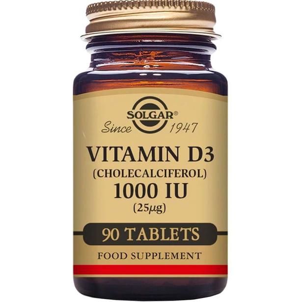 Solgar Vitamin D3 (Cholecalciferol) 1000 IU 90tabs