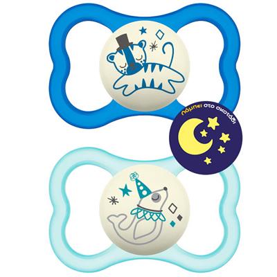 Mam Air Night Silicone Pacifier 16+M Blue, 2pcs (277S)