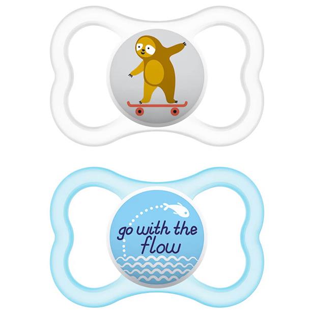 Mam Air Silicone Pacifier 6-16M White/Blue, 2pcs (215S)
