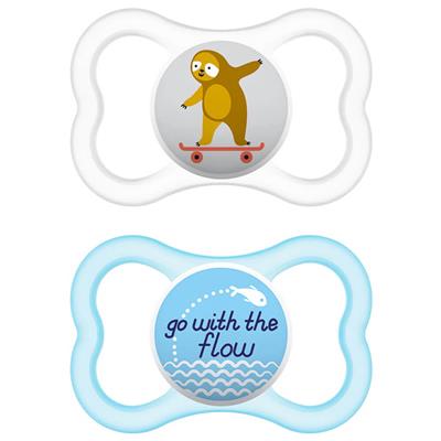 Mam Air Silicone Pacifier 6-16M White/Blue, 2pcs (215S)