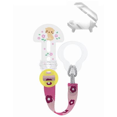 Mam Clip It & Cover Pacifier Support Ribbon & Nipple Protective Cap Pink (335)