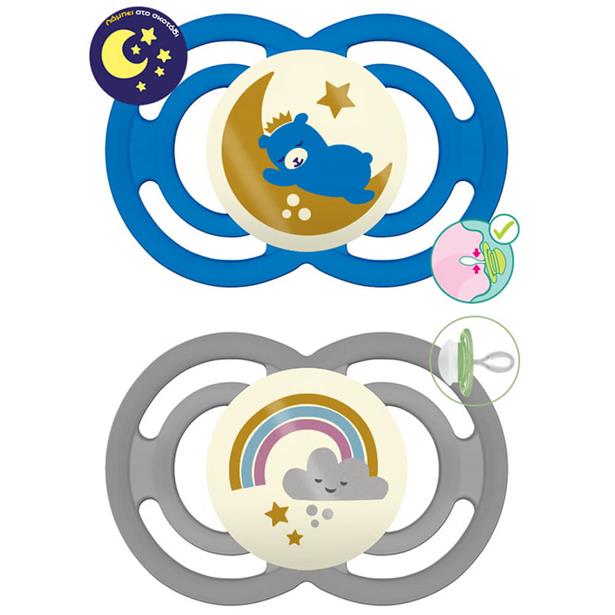 Mam Perfect Night Silicone Pacifier 16+M Blue, 2pcs (286S)