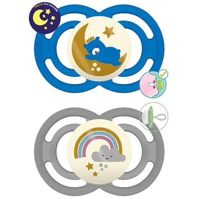Mam Perfect Night Silicone Pacifier 16+M Blue, 2pcs (286S)
