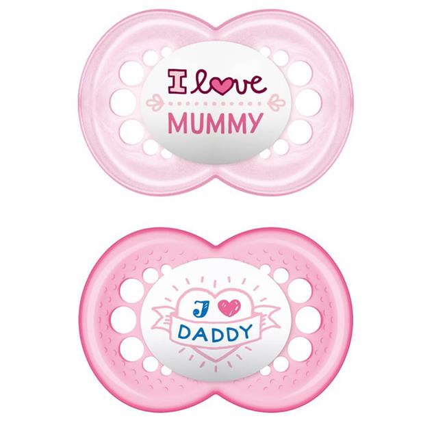 Mam I Love Mummy & Daddy Πιπίλα Σιλικόνης 6-16M Pink, 2pcs (170S)