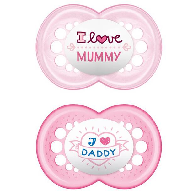 Mam I Love Mummy & Daddy Πιπίλα Σιλικόνης 6-16M Pink, 2pcs (170S)