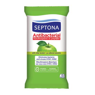 Septona Antibacterial Wipes Green Apple 15pcs