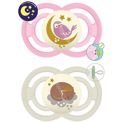 Mam Perfect Night Silicone Pacifier 16+M Pink, 2pcs (286S)