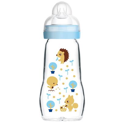 Mam Glass Baby Bottle Feel Good 2m+ Blue 260ml (375S)
