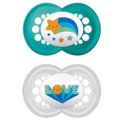 Mam Original Silicone Pacifier 6-16M Green/White, 2pcs (150S)