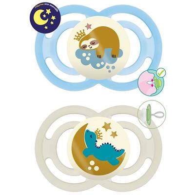 Mam Perfect Night Silicone Pacifier 16+M Light Blue, 2pcs (286S)