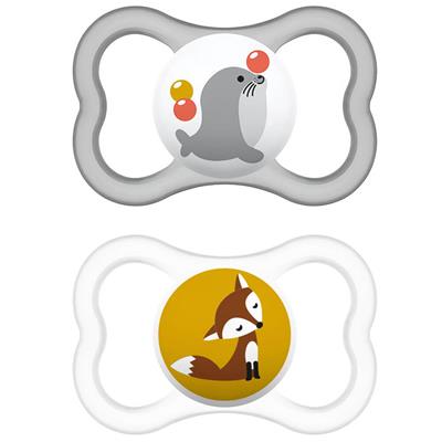 Mam Air Silicone Pacifier 6-16M Grey/White, 2pcs (215S)