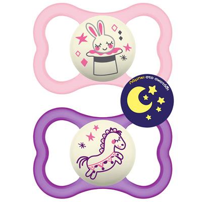Mam Air Night Silicone Pacifier 16+M Pink, 2pcs (277S)