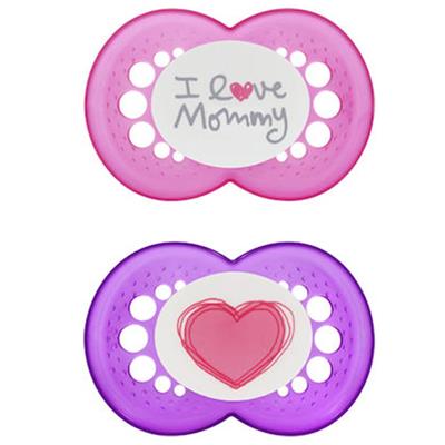 Mam I Love Mummy & Daddy Silicone Pacifier 6-16M Pink/Purple, 2pcs (170S)
