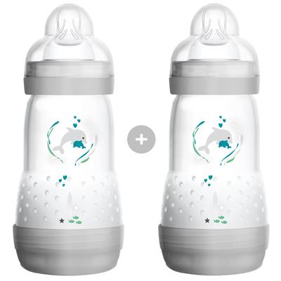 Mam Baby Bottle Easy Start Anti Colic 2m+ Grey 260ml, 2pcs (355S)