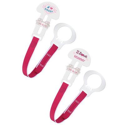 Mam Clip Set I Love Mummy & Daddy Pink, 2pcs (312)