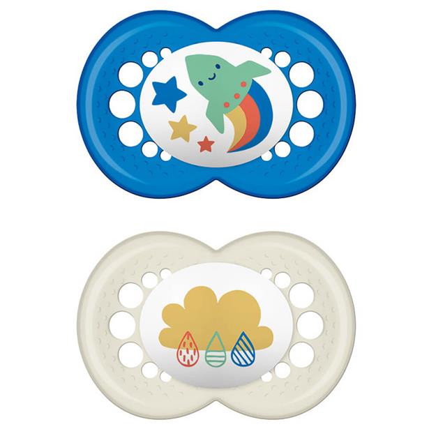Mam Original Silicone Pacifier 6-16M Blue/White, 2pcs (150S)