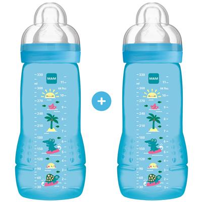 Mam Μπιμπερό Easy Active Baby Bottle 4m+ Blue 330ml, 2pcs (365S)